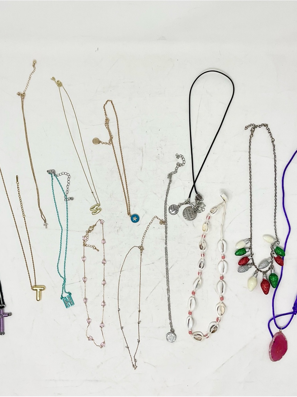 Assorted Shell and Bead Necklace - White & Multicolor